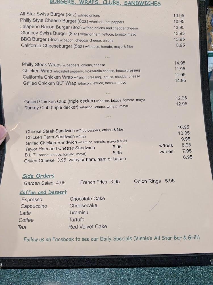 Vinnie's All Star Bar & Grill Menu image 2